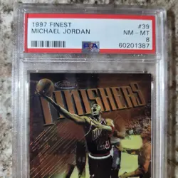 Michael Jordan 1997-98 Topps Finest Bronze Chicago Bulls PSA Near Mint 8 Graded - Image 2
