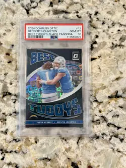 2024 Optic Black Pandora Justin Herbert/Quentin Johnston Best Tuddys /25 PSA 10 - Image 1