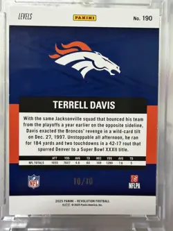 2025 Panini Revolution - Terrell Davis 10/10 Gold Levels #190 Denver Broncos HOF - Image 4