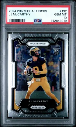 2024 PANINI PRIZM DRAFT PICKS #132 JJ MCCARTHY PSA 10 - Image 1