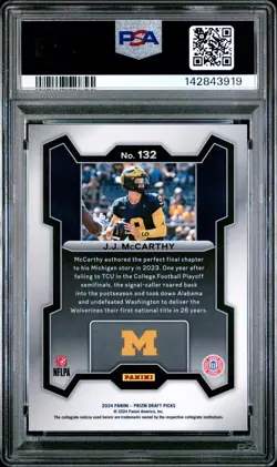 2024 PANINI PRIZM DRAFT PICKS #132 JJ MCCARTHY PSA 10 - Image 2