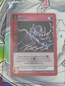 STAFF STAMP Casters Cup PONCHO AUTO SKETCH Morpheus Mothman Metazoo card tcg - Image 1