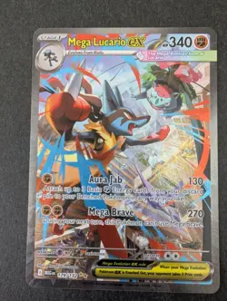 Pokemon TCG Mega Lucario EX Card 179/132 English Rare Pack Fresh HOLO - Image 1