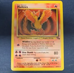 Moltres 27/64 - Rare - Vintage WotC 1999 Fossil Set Authentic Pokemon Card - Image 1