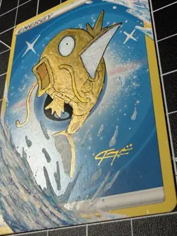 Shiny MAGIKARP Hand Painted 1/1 Altered Art Pokemon Energy Card Teeroy.Art - Image 4