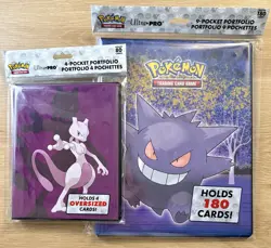2 ULTRA PRO Binder Haunted Hollows Gengar 9 Pocket 180 Mewtwo 4 Pocket 80 Cards - Image 1