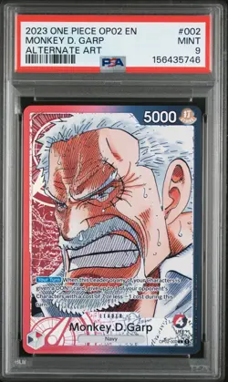 2023 ONE PIECE OP02-PARAMOUNT WAR ALTERNATE ART #002 MONKEY D. GARP PSA 9 - Image 1