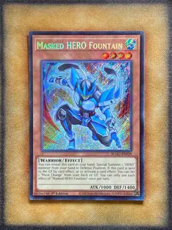 Yugioh Masked HERO Fountain BLGG-EN029 Secret Rare 1st Ed NM - Image 1