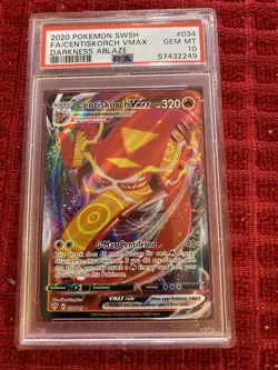 2020 Pokemon Darkness Ablaze #34 Centiskorch VMAX Full Art PSA 10 Gem Mint - Image 1