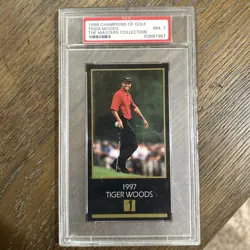 1998 Champions of Golf Masters Collection Tiger Woods Gold Foil PSA 7 - Image 1