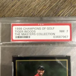 1998 Champions of Golf Masters Collection Tiger Woods Gold Foil PSA 7 - Image 5