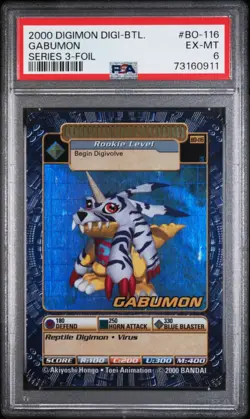 PSA 6 GABUMON Holo Foil Digi-Battle Series 3 BO-116 Digimon 2000 Card - Image 1