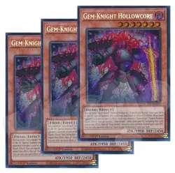 Yugioh - Gem-Knight Hollowcore x 3 - 1st Edition Secret Rare NM - Free Holo Card - Image 1