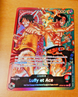 ONE PIECE CARD GAME HOLO CARTE FRANCAISE LUFFY & ACE ST30-001 LEADER FR MINT - Image 1