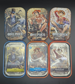3x ONE PIECE TIN PROMO SET TS-02 THREE BROTHERS TINS AND PROMOS ONLY NO PACKS - Image 1