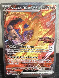 Pokemon TCG Team Rockets Moltres EX Destined Rivals Card 229/182 SIR Stamped - Image 1