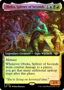 MTG OBEKA, SPLITTER OF SECONDS EXTENDED ART FOIL Outlaws of Thunder Junction NM - Image 1