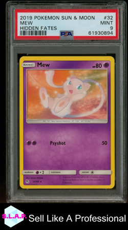 MEW HIDDEN FATES POKEMON SUN & MOON HIDDEN FATES 2019 32 PSA 9 - Image 1