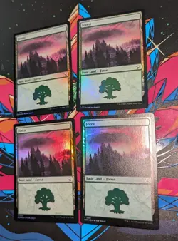MTG 4 x *FOIL * March of the Machines FOREST #281 NM - Image 1