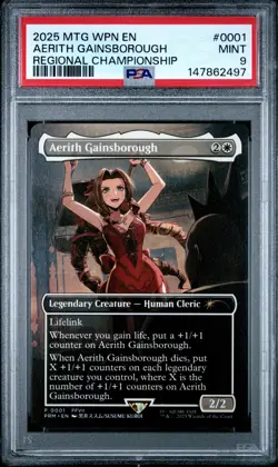 2025 MTG WPN PROMOS REGIONAL CHAMPIONSHIP #0001 AERITH GAINSBOROUGH PSA 9 - Image 1