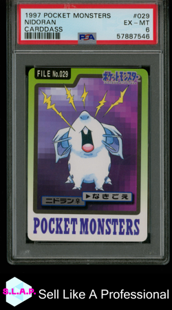 NIDORAN CARDDASS POCKET MONSTERS CARDDASS 1997 029 PSA 6 - Image 1