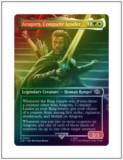 1x Aragorn, Company Leader, Borderless Art Foil, LOTR, Magic MTG NM - Image 1