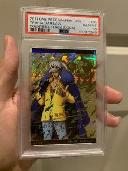 2021 ONE PIECE WAFERS JAPANESE COUNTERATTACK SIGNAL #03 TRAFALGAR LAW PSA 10 - Image 1
