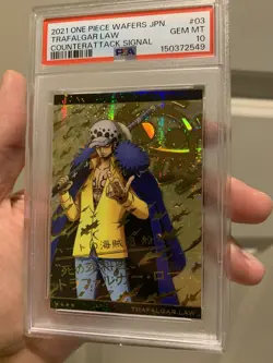2021 ONE PIECE WAFERS JAPANESE COUNTERATTACK SIGNAL #03 TRAFALGAR LAW PSA 10 - Image 3