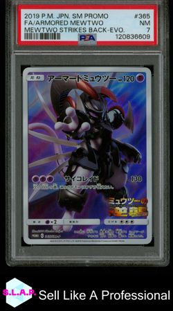 FA/ARMORED MEWTWO MEWTWO STRIKES BACK-EVO. POKEMON JAP SM PROMO 2019 365 PSA 7 - Image 1