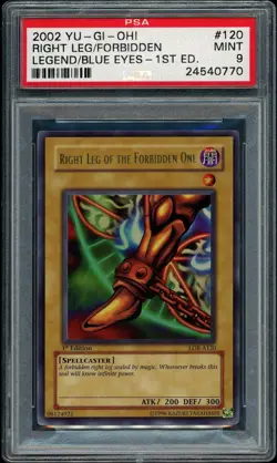 2002 Yu-Gi-Oh! 1st Edition LOB Right Leg of the Forbidden One PSA 9 MINT - Image 1