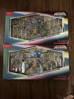 Lot Of 2 - Pokemon Prismatic Evolution Lucario Tyranitar EX Premium Collection - Image 1