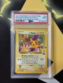 Pokemon Pikachu TCG Holo Black Star Promo #24 PSA 9 Birthday Edition - Image 1