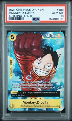 2024 ONE PIECE OP07-500 YEARS IN THE FUTURE ALTERNATE ART MONKEY D. LUFFY PSA 10 - Image 1