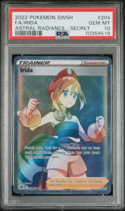 2022 Pokemon SWSH Astral Radiance FA Irida Secret Rare #204 PSA GEM MINT 10 - Image 1