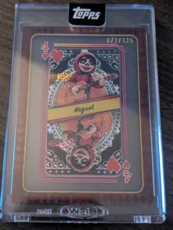 2025 Topps Disney Mint Miguel QH-44 Playing Card 4 of Hearts /125 Encased Coco - Image 1