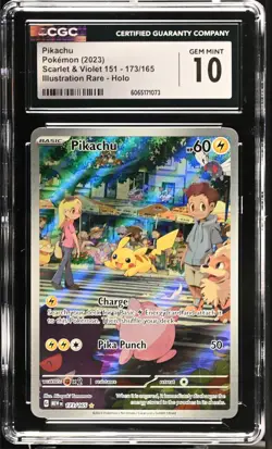 Pikachu 173/165 Illustration Rare Pokemon Scarlet & Violet 151 CGC 10 GEM MINT - Image 1
