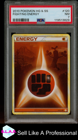 FIGHTING ENERGY POKEMON HEARTGOLD & SOULSILVER 2010 120 PSA 7 - Image 1