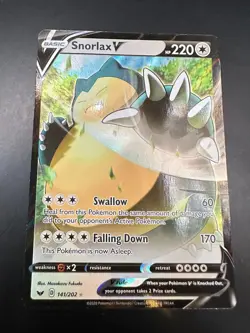Pokemon Card Snorlax V 141/202 Sword & Shield Ultra Rare - Image 1