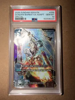 Bandai Gundam Card Game Gundam Barbatos Adapt Holo EN GD04 #056 PSA 10 Pop 2 - Image 1