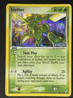 Scyther 46/115 EX Unseen Forces Stamped Reverse Holo Pokemon Card NM - Image 1