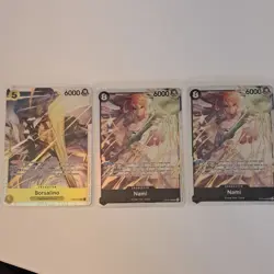 Bandai One Piece Card Game Foil Parallel 3-Card Lot Borsalino/Nami EB04-058 - Image 1