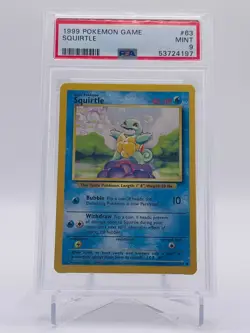 PSA 9 MINT Squirtle Base Set Unlimited Common Pokemon Card 63/102 - Image 1