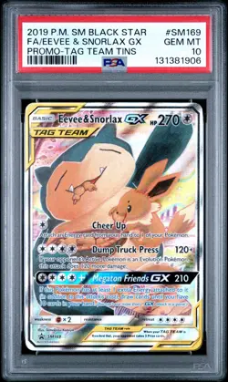 Pokemon Card Eevee & Snorlax GX Tag Team Black Star Promo SM169 PSA 10 - Image 4