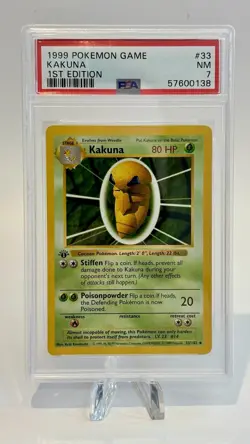 1999 Pokemon Game Base Shadowless 1st Edition English Card-PSA 7 Kakuna 33/102 - Image 1