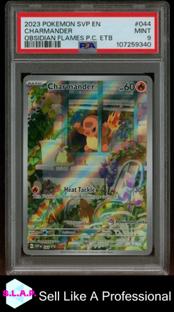 CHARMANDER OBSIDIAN FLAMES PC ETB POKEMON SVP EN-SV BLCK STR PRM 2023 044 PSA 9 - Image 1