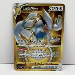 Pokemon Silver Tempest Lugia VSTAR Card 211/195 TCG SWSH Gold Secret Holo VG - Image 1