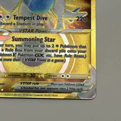 Pokemon Silver Tempest Lugia VSTAR Card 211/195 TCG SWSH Gold Secret Holo VG - Image 4