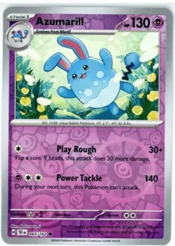 Pokemon TCG Temporal Forces Reverse Holo Azumarill 065/162 Common - Image 1