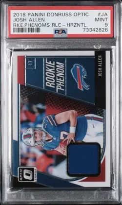 Josh Allen Donruss Optic Rookie Plenum Game Worn Patch PSA 9 - Image 1