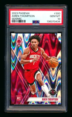 2023-24 PANINI PHOENIX AMEN THOMPSON RC SEISMIC PRIZM ROOKIE #023/125 PSA 10! - Image 1